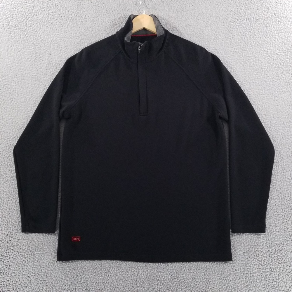 Rye 51 Pullover Mens Large Black Voyager 1/4 Zip Performance Stretch Athletic